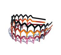 CeeGlow Set di 3 pettini per capelli a zig zag, in plastica, con denti di squalo, per donne e uomini, fascia per capelli a zigzag, accessori per capelli anni '90 (1 nero, 1 marrone + 1 viola)