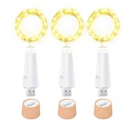 Ceepko Luci Bottiglia USB Ricaricabile LED Sughero 20 LED Filo Rame per Decorazione Bottiglia Vino Tavolo Festa Fai da Te