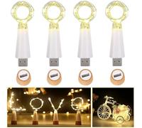 Ceepko Luci USB per bottiglie, 15 LED 1,5 m, ricaricabili e impermeabili, luci fatate con tappo per bottiglia vino, decorazioni natalizie, feste, matrimonio, camera, fai da te