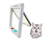 CEESC Gattaiola Porta Basculante per Gatti e Cani,Entrata e Uscita Controllabili, Facile da Installare Gattaiola per Gatti Grandi(Bianca, S)