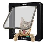 CEESC Gattaiola Porta Basculante per Gatti e Cani,Entrata e Uscita Controllabili, Facile da Installare Gattaiola per gatti grandi(Bianca, M)