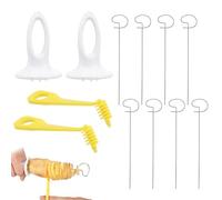 Ceeyoll Set di Taglia Patate a Spirale,Taglierina della Patata in Acciaio Inox,Potato Spiral Cutter,2Manico in Plastica,2Tagliapasta a Spirale e 8 Spiedini,per Torre di Patate,Barbecue,Cucina di Casa.
