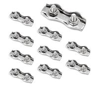 CEEYSEE 10 clip resistenti per funi metalliche, M3 304, in acciaio inox, doppio morsetto, dadi per funi metalliche, morsetti per cavi duplex, per il fissaggio di rack di asciugatura e corde di