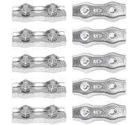 CEEYSEE 10 clip resistenti per funi metalliche, M5 304, in acciaio inox, doppio morsetto, dadi per funi metalliche, morsetti per cavi duplex, per il fissaggio di rack di asciugatura e corde di