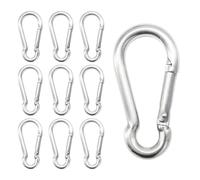 CEEYSEE 10 moschettoni a moschettone M5 in acciaio inox 304, piccoli, resistenti, con moschettone, portachiavi, clip a molla per escursionismo, campeggio, pesca (U/M5/DG)