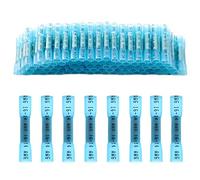 CEEYSEE 100 Pezzi Connettori Elettrici Impermeabili Testa-Testa Termorestringente Crimpare Morsetti Elettrici Rapidi Capicorda Elettrici - per cavi da 1,5-2,5 mm² (Blu/YRTL)