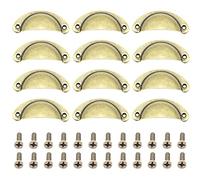 CEEYSEE 12 Pezzi Maniglie per Mobili 81mm * 35mm Pomelli per Mobili Vintage Cucina Cassetti Maniglie Shell Coppa Semicerchio Pull Pomelli con Viti per Porte Armadio Pomello (YLSQTS)