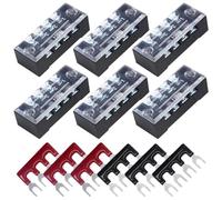 CEEYSEE 12 Pezzi Morsettiera Elettrici Striscia terminale a vite 6 pezzi 4 Position morsettiera a doppia fila 600 V 15 A +6 pezzi 4 Position Con striscia a barriera 400V 15A rossa e nera (YTB1504)