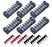 CEEYSEE 12 Pezzi Morsettiera Elettrici Striscia terminale a vite 6 pezzi 6 Position morsettiera a doppia fila 600 V 15 A +6 pezzi 6 Position Con striscia a barriera 400V 15A rossa e nera (YTB1506)