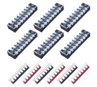 CEEYSEE 12 Pezzi Morsettiera Elettrici Striscia terminale a vite 6 pezzi 8 Position morsettiera a doppia fila 600 V 25 A +6 pezzi 8 Position Con striscia a barriera 400V 25A rossa e nera (YTB2508)