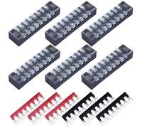 CEEYSEE 12 Pezzi Morsettiera Elettrici Striscia terminale a vite 6 pezzi 8 Position morsettiera a doppia fila 600 V 15 A +6 pezzi 8 Position Con striscia a barriera 400V 15A rossa e nera (YTB1508)