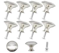 CEEYSEE 12 Pezzi Pomelli Rotondi Mobili 30mm/1.18in Maniglie Semplici Monoforo Maniglie In Metallo Con Viti Pomelli per Cassetti,Libreria, Mobili (30mm, Argento,YSLS)