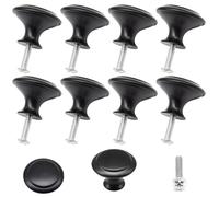 CEEYSEE 12 Pezzi Pomelli Rotondi Mobili 30mm/1.18in Maniglie Semplici Monoforo Maniglie In Metallo Con Viti Pomelli per Cassetti,Libreria, Mobili (30mm, Nero,HSLS)