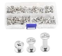 CEEYSEE 150 Pezzi (75 set) Viti Per Rilegatura Vite a Testa Piatta in Argento Viti Tonda Chicago Nail Rivet Vite Kit Per Decorazione in Pelle, Album e Borse Fai Da Te (YZBYD)