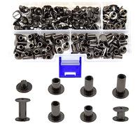 CEEYSEE 150 Pezzi(75Set) Viti Per Rilegatura M5 x 6/10/12mm Viti Chicago Vite a Testa Piatta Rivetti Vite Viti Rilegatura Kit Per Decorazione in Pelle, Album e Fai Da Te (YZBYD-QS)