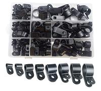 CEEYSEE 160 Pezzi Fermacavi,R-tipo Cavo Clip Fascetta Nylon tipo P fermacavi 8 misure 1/8", 3/16", 1/4", 5/16", 3/8", 1/2", 5/8", 3/4" Nero