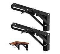 CEEYSEE 2 staffe pieghevoli per mensole da 20 cm, in metallo per fai da te, triangolo, pieghevole, per tavoli, panchine, ripiani salvaspazio (nero 20 cm)