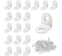 CEEYSEE 20 Pezzi Staffe Angolari 90 Gradi 20 x 20 mm in Acciaio Inossidabile Staffa Angolare in Acciaio Inox con Viti Per Il Fissaggio Di Mobili In Legno, Tavoli, Sedie, Finestre (20mm)