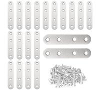 CEEYSEE 20 Pezzi Staffe Piatte Angolari 76 × 16 mm In Acciaio Inox Con 80 Viti In Acciaio Inox Per Il Fissaggio Di Legno, Mobili, Tavoli, Sedie, Porte, Finestre (Y76)