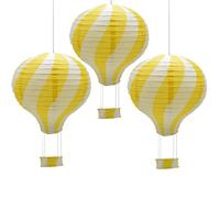 CEEYSEE 3 lanterne di carta colorata da appendere, 30 cm, con gondola, pieghevoli, lanterne di carta per matrimoni, decorazioni per feste (giallo/RQHUS)