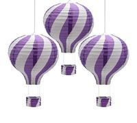 CEEYSEE 3 lanterne di carta colorata da appendere, 30 cm, con gondola, pieghevoli, lanterne di carta per matrimoni, decorazioni per feste (viola/RQZIS)