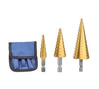 CEEYSEE 3 Pezzi HSS Trapano in Titanio Hex Fresa Conica Trapano a Gradini Punte Coniche per Legno, Plastica, Metallo, Alluminio - Metriche 4-12/4-20/4-32 mm