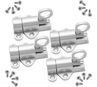 CEEYSEE 4 Pezzi Chiavistello Scorrevole Alluminio Chiavistello a Molla Serratura Porta Automatico con Viti per Porte,Finestre,Armadi, Finestre (Argenteo/FJY)