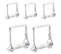 CEEYSEE 5 Pezzi Spillo di Sicurezza 8 mm x 50 mm Un spillo di bloccaggio per tubi con chiusura a scatto e staffa angolare quadrata in zincato per rimorchi, trattori, ribaltabili, fattorie, tosaerba (F