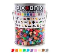 Cefa Toys - Pix Brix Pixel Art - Barattolo da 1500 pezzi. Colori assortiti, gamma media, costruzioni orizzontali, verticali, diagonali. Crea, figure 2D, 3D, compatibili altre marche, bambini a partire