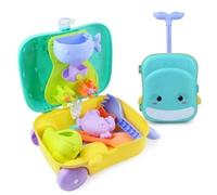 Cefa Toys Trolley da spiaggia Bio.Giocattolo realizzato con materiale bioplastico ed ecosostenibile a partire dalla paglia di grano. Include valigetta, mulino girevole, rastrello, pala, annaffiatoio e