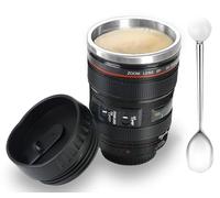 Cefrank Tazza Obiettivo Fotocamera 350ml con Coperchio Termico | Design realistico da lente zoom, dettagli curati, idea regalo per fotografi e videomaker, adatta a caffè e bevande