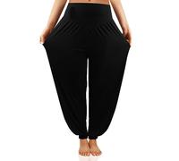 Cegerne Yogahose Damen Haremshose Sport Curvy Jogginghose Pluderhosen Freizeithose Elegante Pantaloni Sportivi Lunghi, Nero-, XL