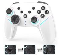 Cehensy Controller per Switch/Lite/OLED/PC,Controller Switch con LED RGB a 9 Colori, Batteria da 950 mAh,6-Axis Gyro,Doppia Vibrazione,Turbo,Wireless Switch Pro Controller per Joystick Gamepad,Bianco