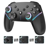 Cehensy Controller per Switch/Lite/OLED/PC,Controller Switch con LED RGB a 9 Colori, Batteria da 950 mAh, 6-Axis Gyro,Doppia Vibrazione,Turbo,Wireless Switch Pro Controller per Joystick Gamepad,Nero
