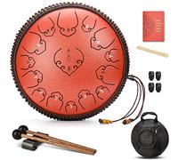 CEHJZQRPL 14 pollici 15 note tamburo lingua acciaio chiave C, strumento a percussione kit batteria handpan con mazze bacchette copri dita borsa da trasporto for yoga meditazione zazen concerto guarigi