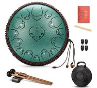 CEHJZQRPL 14 pollici 15 note tamburo lingua acciaio chiave C, strumento a percussione kit batteria handpan con mazze bacchette copri dita borsa da trasporto for yoga meditazione zazen concerto guarigi