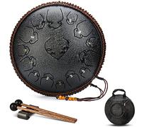 CEHJZQRPL 14 pollici 15 note tamburo lingua acciaio chiave C, strumento a percussione kit batteria handpan con mazze bacchette copri dita borsa da trasporto for yoga meditazione zazen concerto guarigi