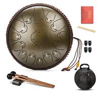 CEHJZQRPL 14 pollici 15 note tamburo lingua acciaio chiave C, strumento a percussione kit batteria handpan con mazze bacchette copri dita borsa da trasporto for yoga meditazione zazen concerto guarigi