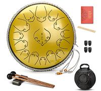 CEHJZQRPL 14 pollici 15 note tamburo lingua acciaio chiave C, strumento a percussione kit batteria handpan con mazze bacchette copri dita borsa da trasporto for yoga meditazione zazen concerto guarigi