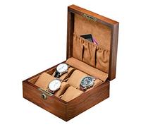 CEHJZQRPL 6 slot for orologi da polso in legno, espositore for orologi da polso con cuscini morbidi e lucchetto in metallo.