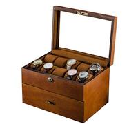 CEHJZQRPL Coperchio in vetro 20 slot for orologi da polso e gioielli Custodia portaoggetti Cuscini morbidi e lucchetto in metallo bloccabile