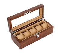 CEHJZQRPL Custodia for organizer for orologi - Vassoio for braccialetti con 5 scomparti, 5 cuscini rimovibili e vetro superiore