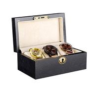 CEHJZQRPL Espositore portaoggetti for orologi e gioielli a 3 scomparti con chiusura a scatto in metallo e 3 cuscini in velluto rimovibili