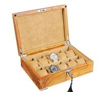 CEHJZQRPL Grande scatola for orologi - 10 scomparti for orologi, organizer for gioielli di lusso, espositore for orologi in legno, piano in vetro, lucchetto in metallo con serratura