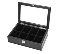 CEHJZQRPL Grande scatola for orologi - 8 scomparti for orologi, organizer for gioielli di lusso, espositore for orologi in legno con coperchio in vetro e fibbia in metallo bloccabile(Black)