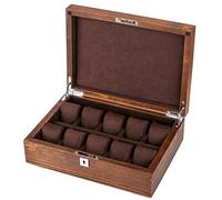 CEHJZQRPL Grande scatola for orologi - Organizzatore for gioielli di lusso da 10 scomparti in legno for orologi da polso con lucchetto in metallo bloccabile
