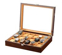 CEHJZQRPL Grande scatola porta orologi da uomo - 18 scomparti for orologi, espositore porta orologi di lusso in legno con piano in vetro, fibbia in metallo con serratura