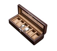 CEHJZQRPL Grande scatola porta orologi da uomo - 5 scomparti for orologi, organizer for gioielli di lusso in similpelle con piano in vetro e fibbia in metallo con serratura