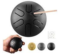 CEHJZQRPL Mini Tamburo con Lingua in Acciaio 3 Pollici 6 Toni Strumento a Percussione Tamburo Handpan con Libro di Musica Martello Tamburo a Mano for Educazione Musicale Concerto Yoga Meditazione Prin
