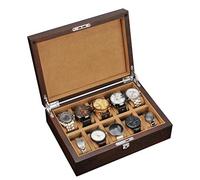 CEHJZQRPL Scatola for orologi - Coperchio in vetro, 6 scomparti, espositore for orologi, gioielli, bracciali, vassoio portaoggetti con piano in vetro e 6 cuscini